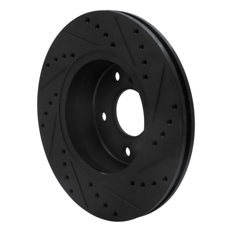 R1 Concepts R1 94-02 Land Rover Range Rover Front Right Drilled & Slotted Black Brake Rotor