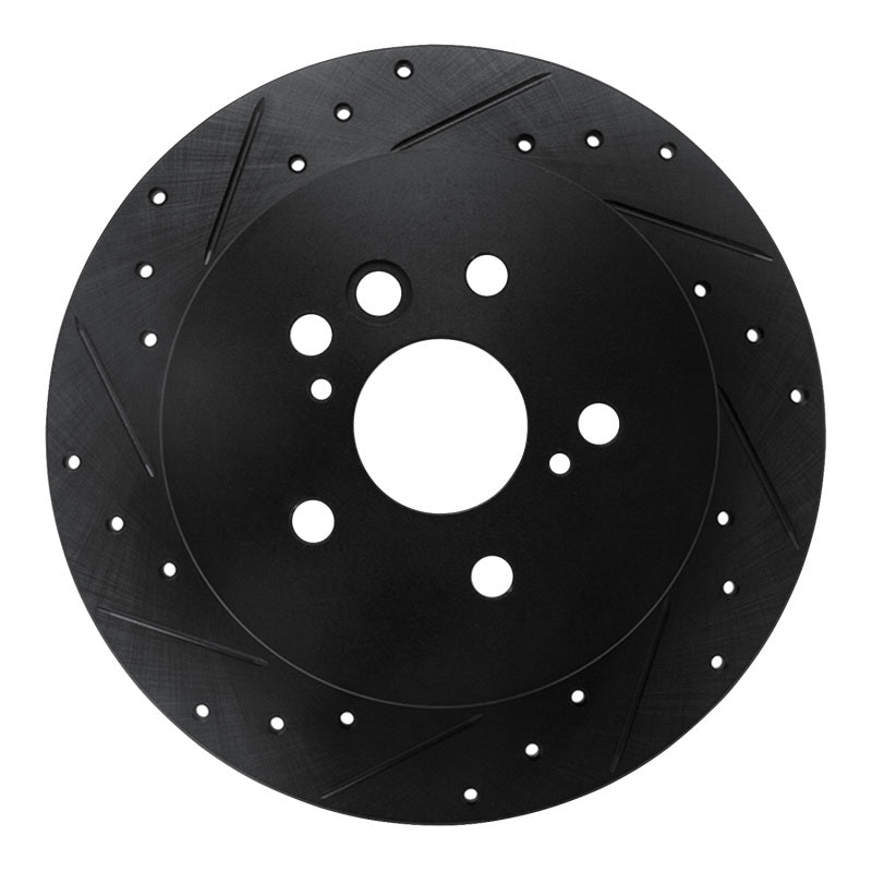 R1 Concepts R1 04-05 Toyota RAV4 Rear Left Drilled & Slotted Black Brake Rotor