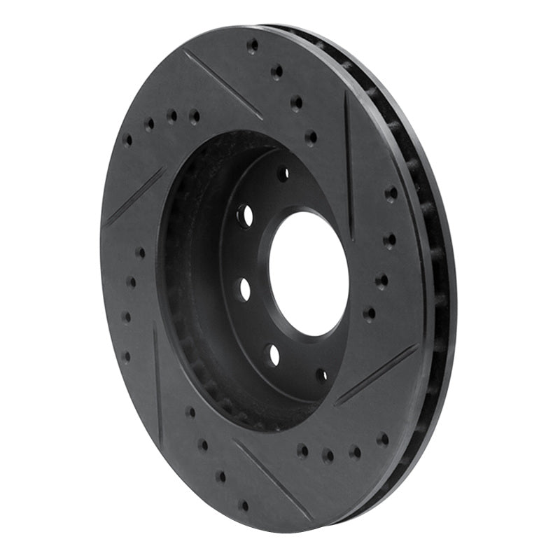 R1 Concepts R1 90-93 Mitsubishi Galant Front Left Drilled & Slotted Black Brake Rotor