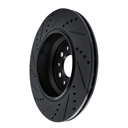 R1 Concepts R1 14-16 Maserati Ghibli Rear Right Drilled & Slotted Black Brake Rotor