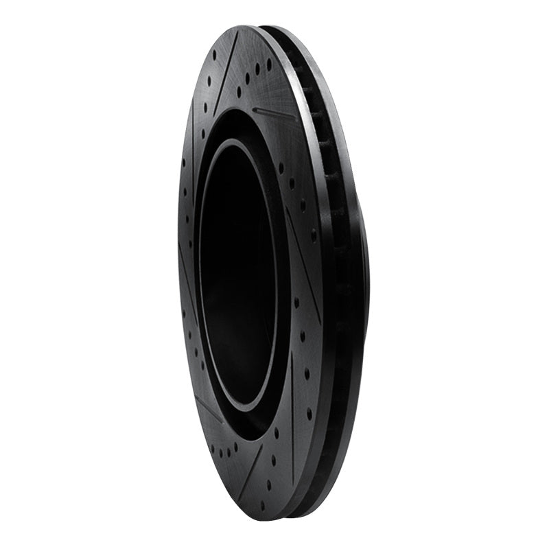 R1 Concepts R1 06-23 Dodge Charger Rear Right Drilled & Slotted Black Brake Rotor