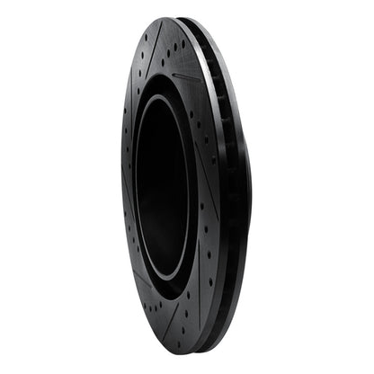 R1 Concepts R1 06-23 Dodge Charger Rear Right Drilled & Slotted Black Brake Rotor