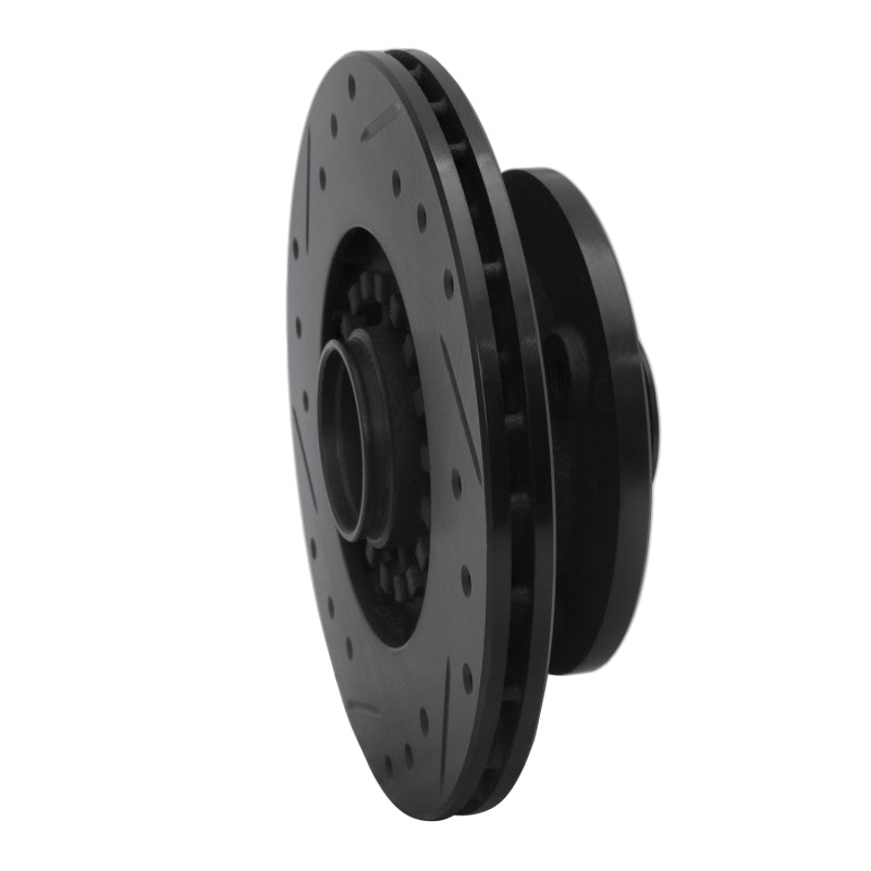 R1 Concepts R1 84-85 Mazda RX-7 Front Right Drilled & Slotted Black Brake Rotor