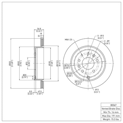DFC 07-12 Ford Edge Rear Brake Rotor