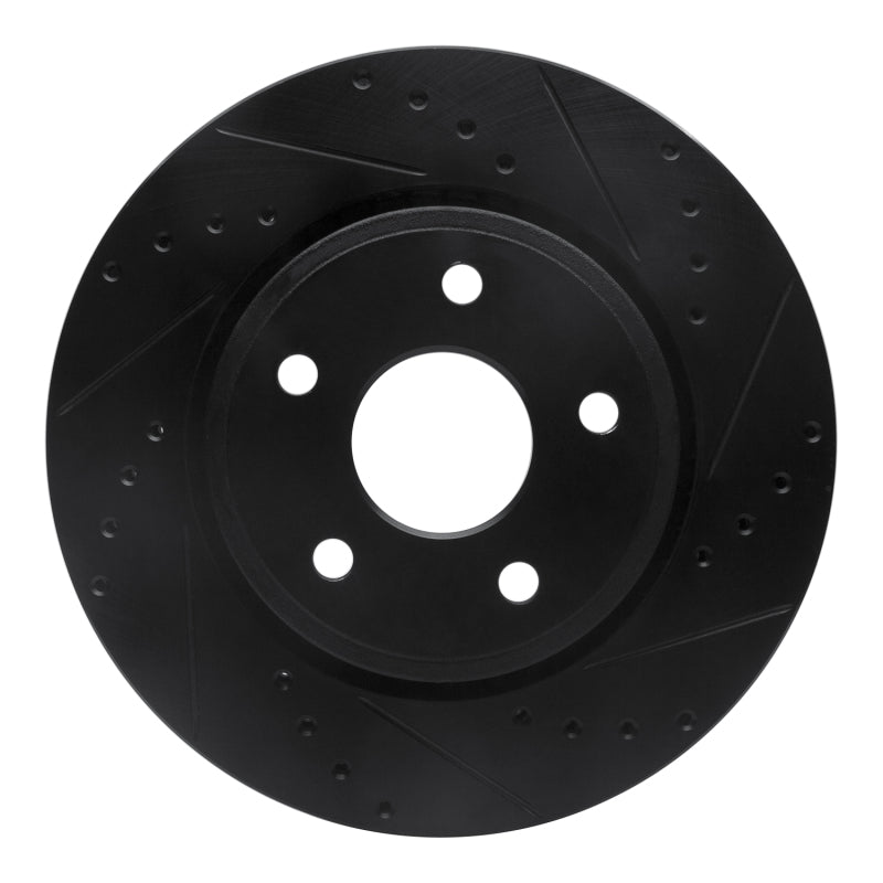 R1 Concepts R1 05-10 Jeep Commander Front Right Drilled & Slotted Black Brake Rotor