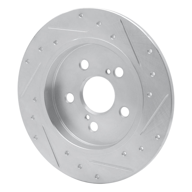 R1 Concepts R1 09-24 Lexus CT200H Rear Left Drilled & Slotted Silver Brake Rotor