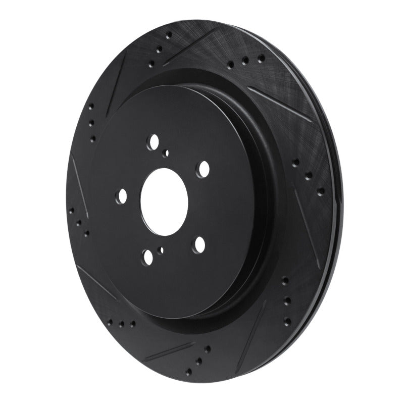 R1 Concepts R1 16-22 Lexus RX350 Rear Left Drilled & Slotted Black Brake Rotor