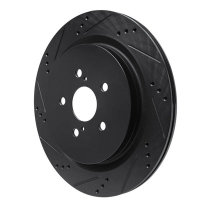 R1 Concepts R1 16-22 Lexus RX350 Rear Left Drilled & Slotted Black Brake Rotor