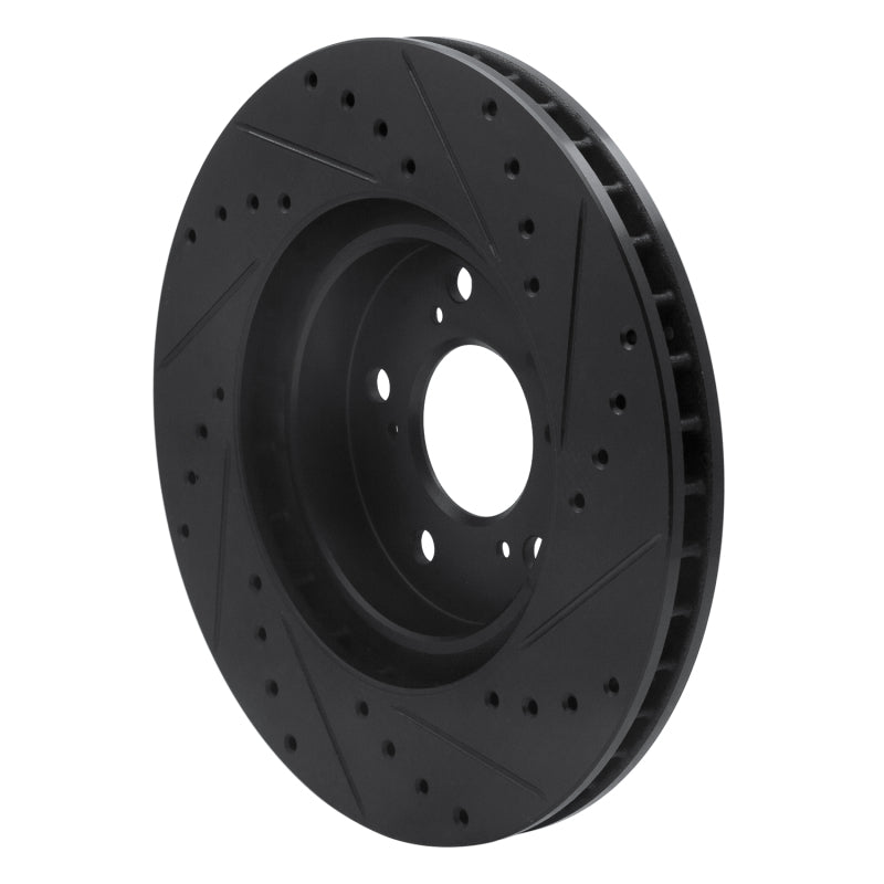 R1 Concepts R1 05-12 Acura RL Front Left Drilled & Slotted Black Brake Rotor