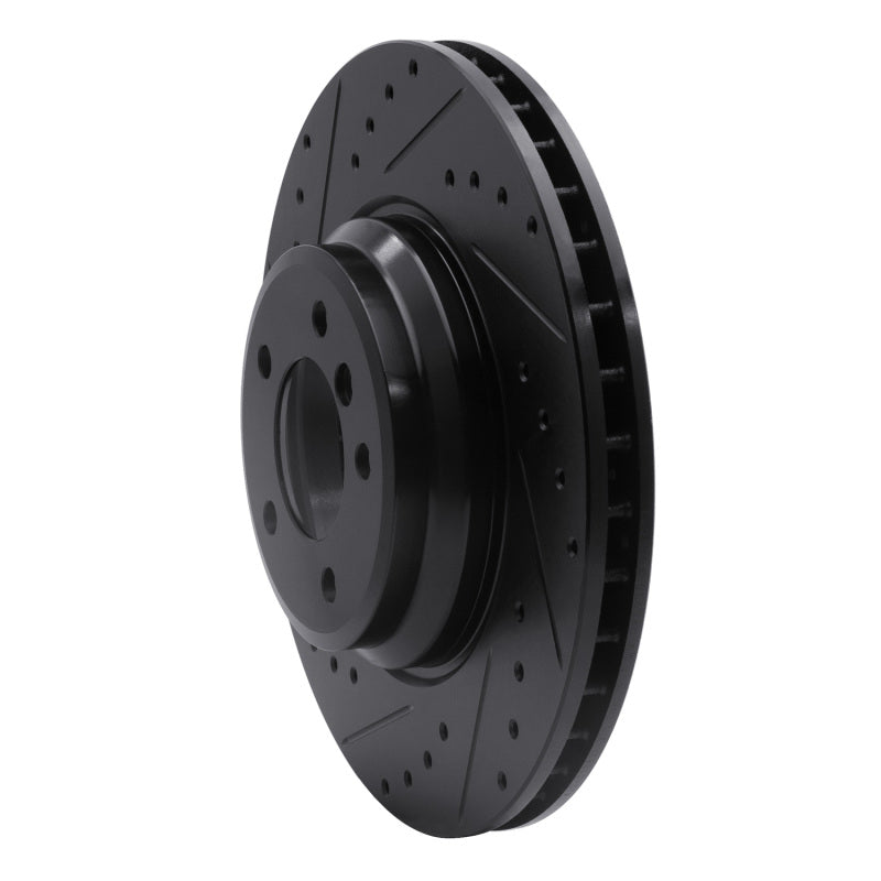 R1 Concepts R1 07-15 BMW 335I xDrive Front Left Drilled & Slotted Black Brake Rotor