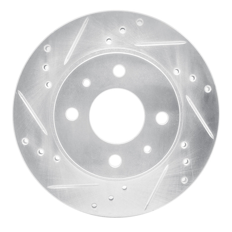 R1 Concepts R1 86-17 Nissan NX Front Left Drilled & Slotted Silver Brake Rotor