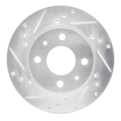 R1 Concepts R1 86-17 Nissan NX Front Left Drilled & Slotted Silver Brake Rotor