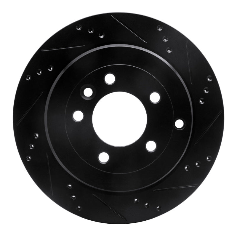 R1 Concepts R1 05-07 Land Rover LR3 Rear Right Drilled & Slotted Black Brake Rotor
