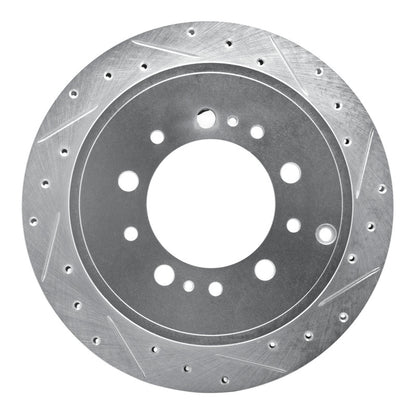 R1 Concepts R1 17-21 Toyota Land Cruiser Rear Right Drilled & Slotted Silver Brake Rotor