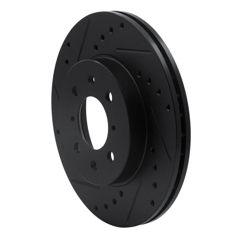 R1 Concepts R1 90-17 Acura EL Front Left Drilled & Slotted Black Brake Rotor