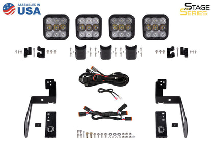 Diode Dynamics Jeep JK SS5 4-Pod CrossLink Grille Lightbar Kit Pro - White Combo