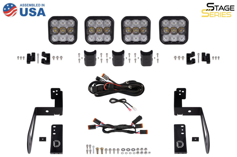 Diode Dynamics Jeep JK SS5 4-Pod CrossLink Grille Lightbar Kit Pro - Yellow Combo