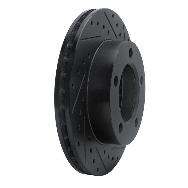 R1 Concepts R1 94-96 Ford F-150 4WD Front Right Drilled & Slotted Black Brake Rotor