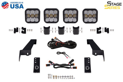 Diode Dynamics Jeep JL SS5 4-Pod CrossLink Grille Lightbar Kit Sport - White Combo