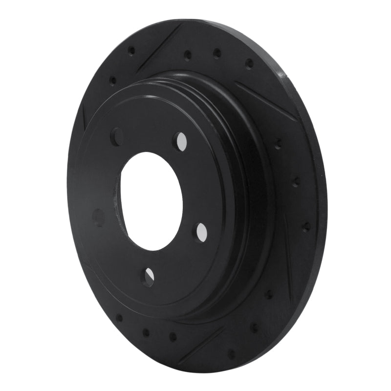 R1 Concepts R1 93-04 Chrysler 300M Rear Left Drilled & Slotted Black Brake Rotor