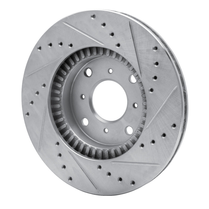 R1 Concepts R1 92-96 Honda Prelude Front Left Drilled & Slotted Silver Brake Rotor