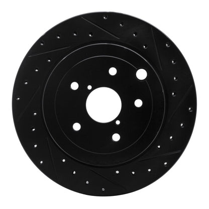 R1 Concepts R1 08-20 Subaru Impreza Rear Right Drilled & Slotted Black Brake Rotor