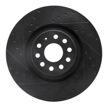 R1 Concepts R1 2022+ Volkswagen GTI Mk 8 Front Left Drilled & Slotted Black Brake Rotor