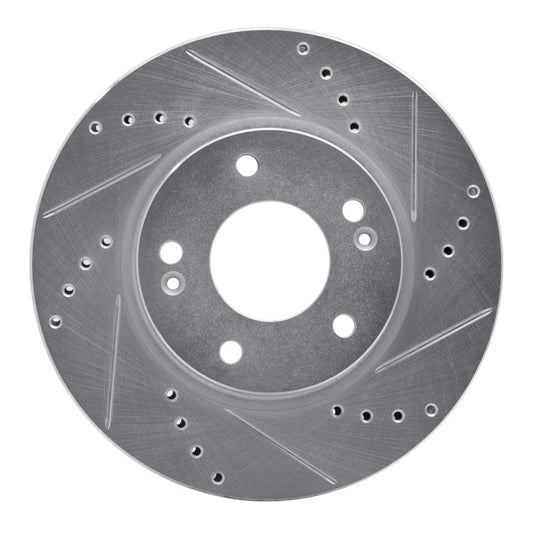 R1 Concepts R1 17-22 Hyundai Ioniq Front Right Drilled & Slotted Silver Brake Rotor
