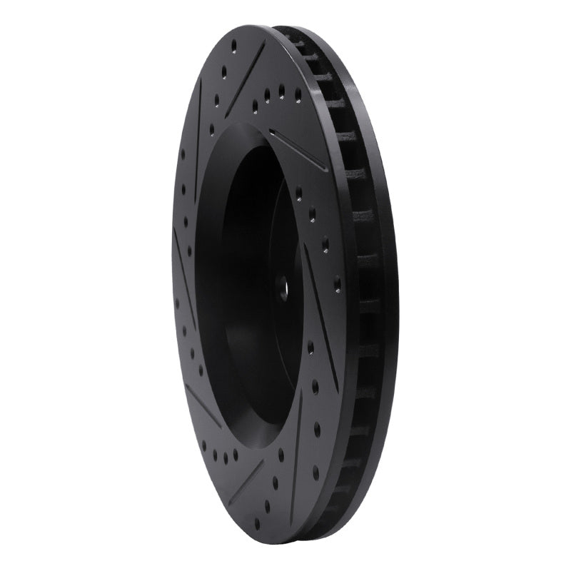R1 Concepts R1 07-18 Jeep Wrangler Front Right Drilled & Slotted Black Brake Rotor
