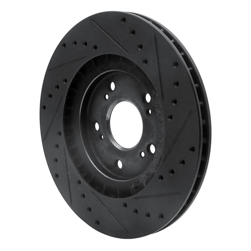 R1 Concepts R1 97-05 Acura NSX Rear Left Drilled & Slotted Black Brake Rotor
