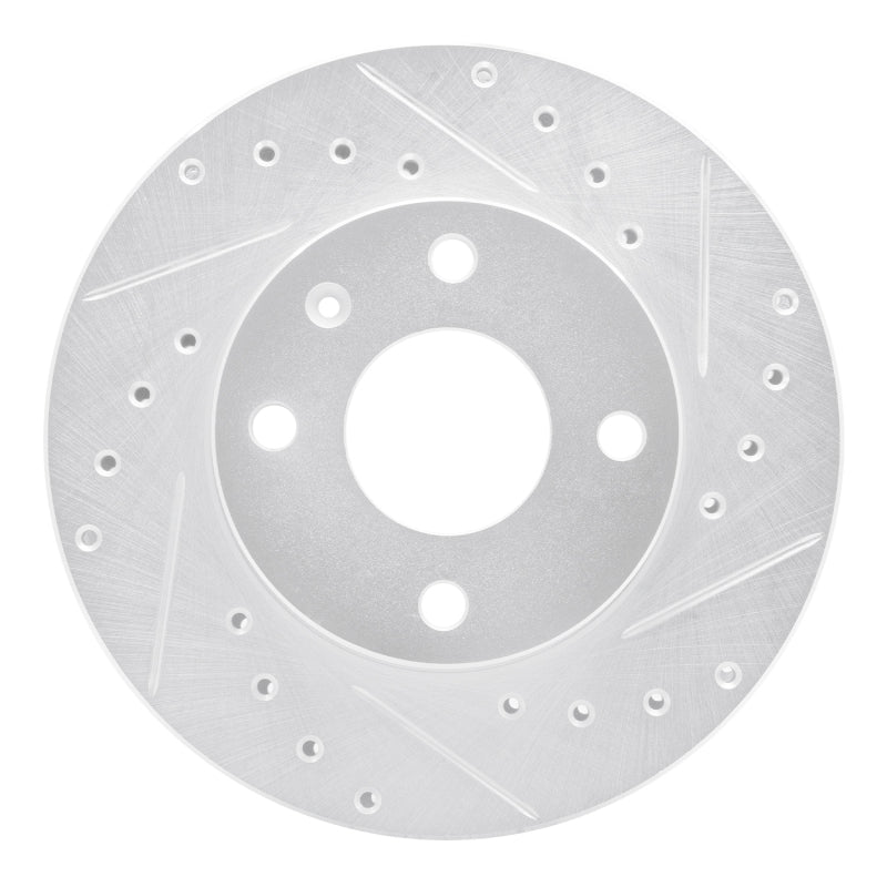 R1 Concepts R1 85-89 Merkur XR4TI Front Right Drilled & Slotted Silver Brake Rotor