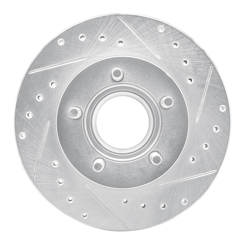 R1 Concepts R1 90-94 Ford Bronco II Front Right Drilled & Slotted Silver Brake Rotor