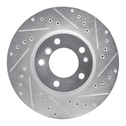 R1 Concepts R1 93-97 BMW 840CI Front Right Drilled & Slotted Silver Brake Rotor