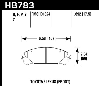 Hawk Performance Hawk 08-16 Toyota Highlander Performance Ceramic Street Front Brake Pads