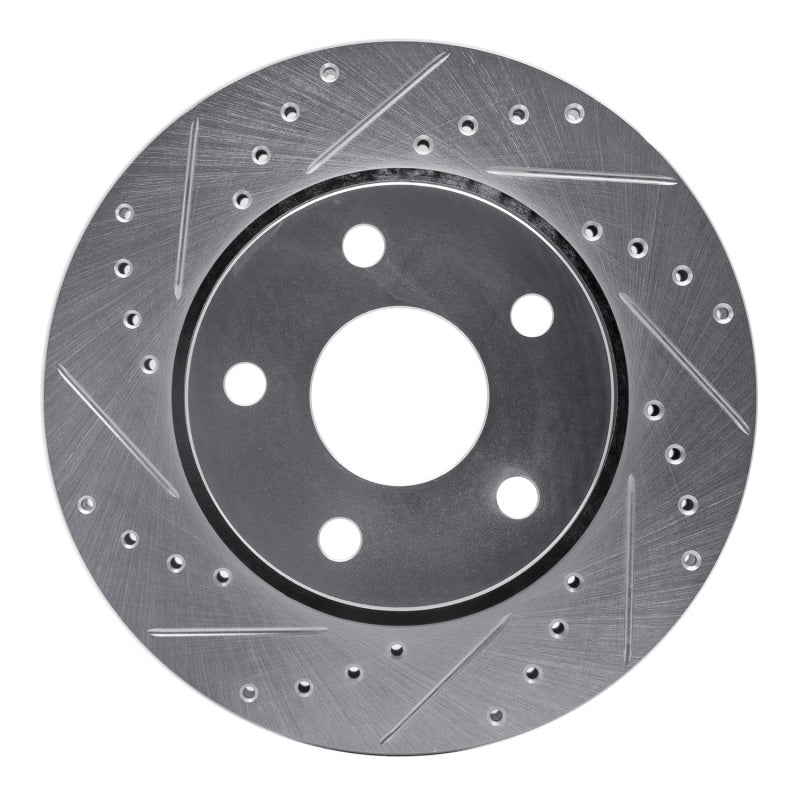 R1 Concepts R1 07-18 Jeep Wrangler Front Left Drilled & Slotted Silver Brake Rotor