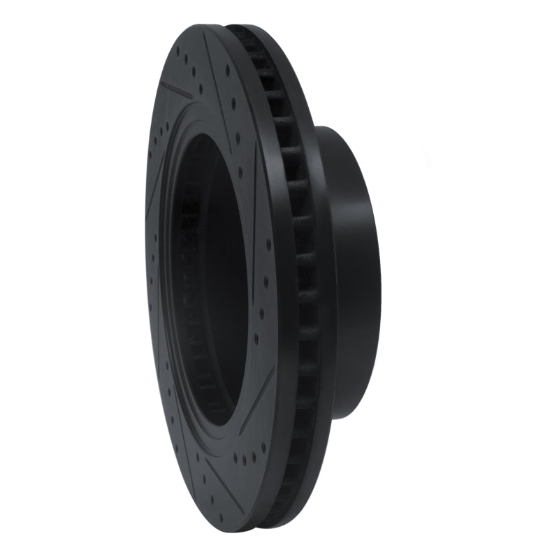 R1 Concepts R1 16-24 Nissan Titan XD Front Left Drilled & Slotted Black Brake Rotor