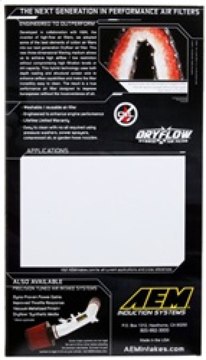 AEM Induction AEM 12-14 Mazda 3/6/CX-5 10.75in O/S L x 7.125in O/S W x 1.625in H DryFlow Panel Air Filter