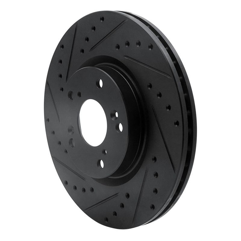 R1 Concepts R1 02-15 Acura CSX Front Left Drilled & Slotted Black Brake Rotor