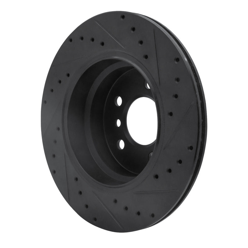 R1 Concepts R1 02-06 BMW X5 Rear Left Drilled & Slotted Black Brake Rotor