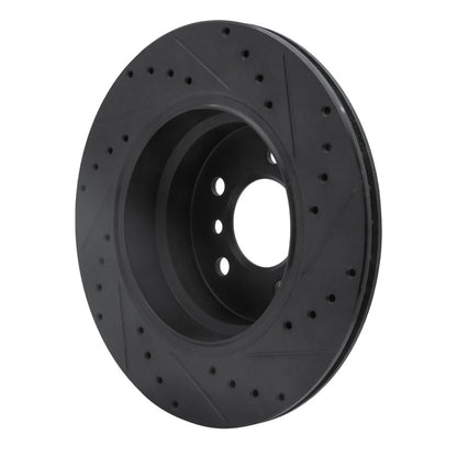 R1 Concepts R1 02-06 BMW X5 Rear Left Drilled & Slotted Black Brake Rotor