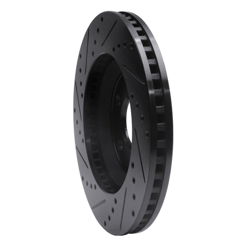 R1 Concepts R1 05-14 Ford Mustang Front Right Drilled & Slotted Black Brake Rotor