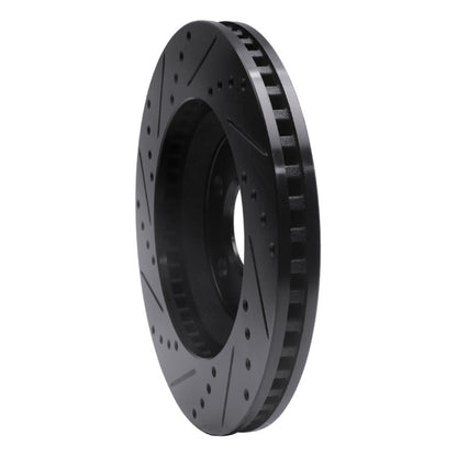 R1 Concepts R1 05-14 Ford Mustang Front Right Drilled & Slotted Black Brake Rotor