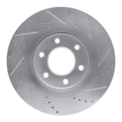 R1 Concepts R1 07-24 Infiniti QX56 Front Left Drilled & Slotted Silver Brake Rotor