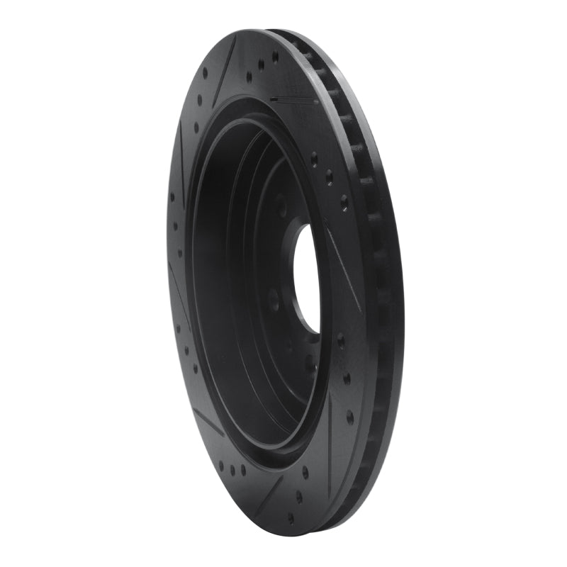 R1 Concepts R1 13-19 Cadillac ATS Rear Right Drilled & Slotted Black Brake Rotor