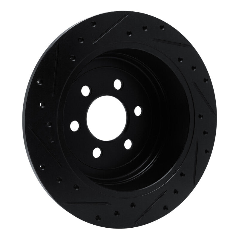 R1 Concepts R1 03-04 Dodge Dakota RWD Rear Right Drilled & Slotted Black Brake Rotor