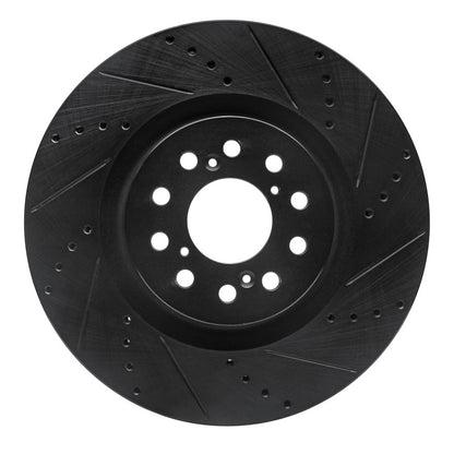 R1 Concepts R1 17-25 Acura Integra Front Right Drilled & Slotted Black Brake Rotor