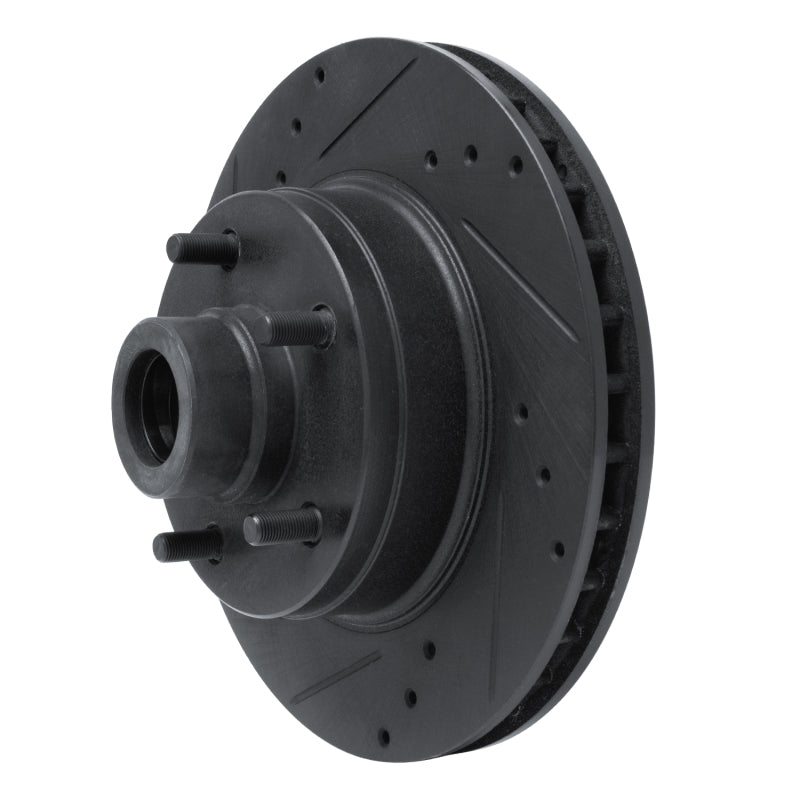 R1 Concepts R1 73-73 Ford Gran Torino Front Left Drilled & Slotted Black Brake Rotor