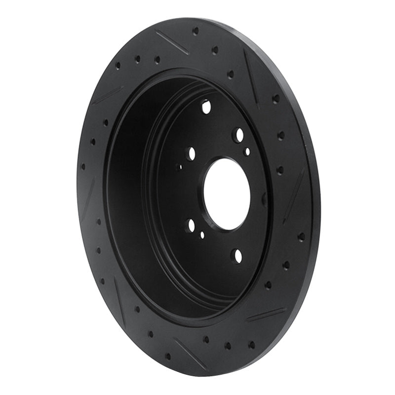 R1 Concepts R1 01-08 Acura MDX Rear Left Drilled & Slotted Black Brake Rotor