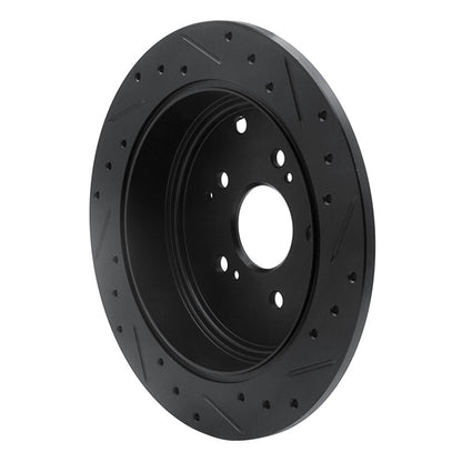 R1 Concepts R1 01-08 Acura MDX Rear Left Drilled & Slotted Black Brake Rotor