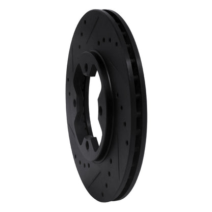 R1 Concepts R1 79-83 Nissan 280ZX Front Left Drilled & Slotted Black Brake Rotor